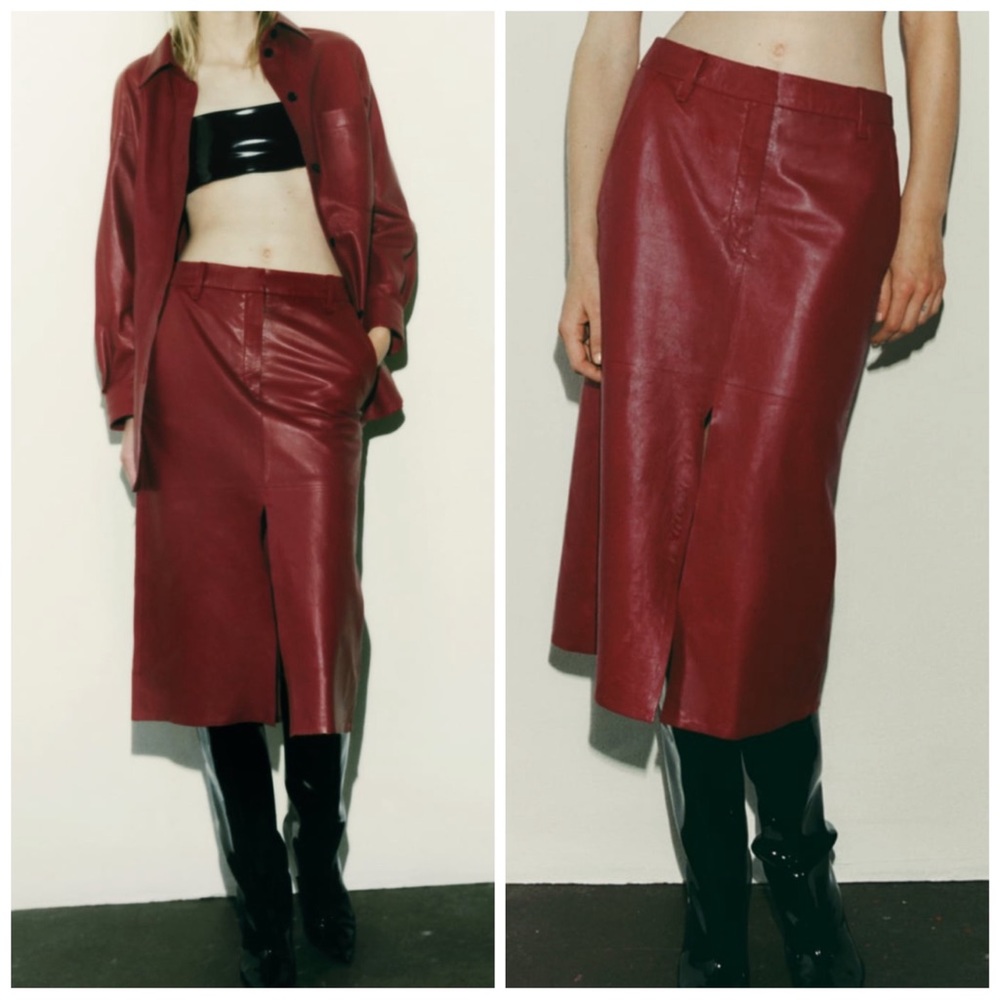 Zara Leather Midi Skirt Limited Edition